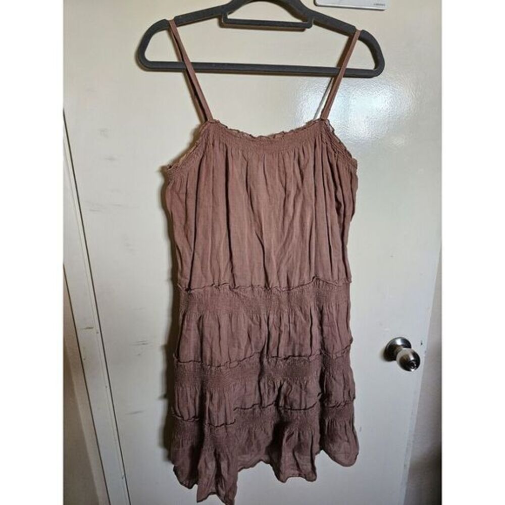 THEORY Tiered‎  Peasant Prairie Midi Dress Adjustable Straps Size 6